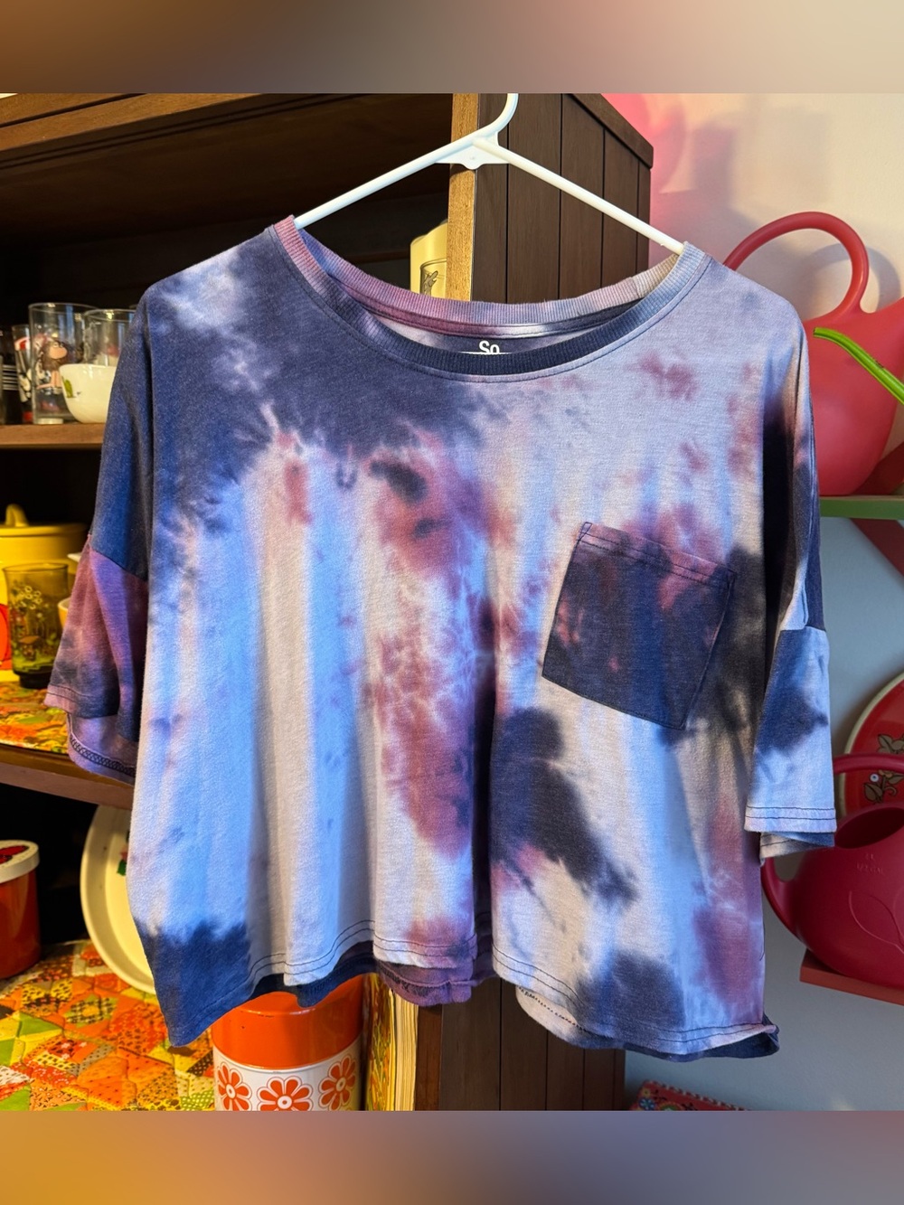 SO Tie Dye Cropped T-Shirt with Pocket